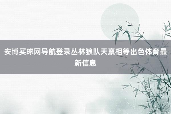 安博买球网导航登录丛林狼队天禀相等出色体育最新信息