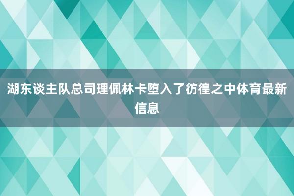 湖东谈主队总司理佩林卡堕入了彷徨之中体育最新信息