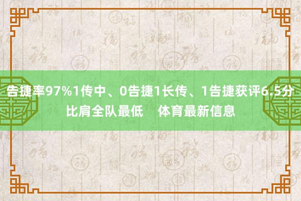 告捷率97%1传中、0告捷1长传、1告捷获评6.5分比肩全队最低    体育最新信息