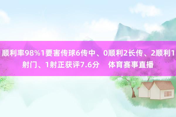 顺利率98%1要害传球6传中、0顺利2长传、2顺利1射门、1射正获评7.6分    体育赛事直播