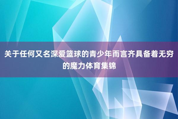 关于任何又名深爱篮球的青少年而言齐具备着无穷的魔力体育集锦