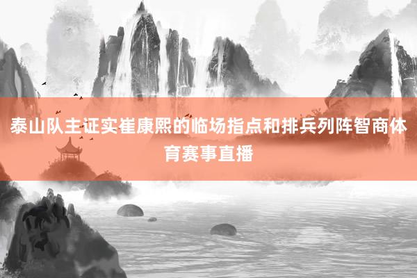 泰山队主证实崔康熙的临场指点和排兵列阵智商体育赛事直播